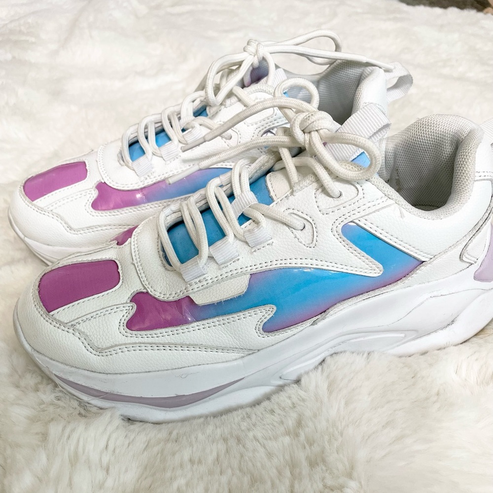 Berness Chunky white iridescent sneakers size 7